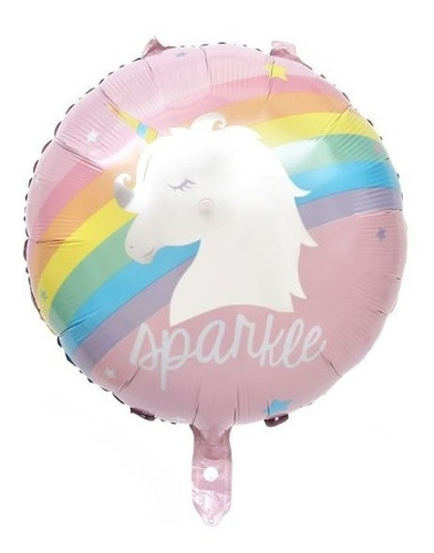 Globo Redondo Metalizado Unicornio Sparkle 56cm Apto Helio