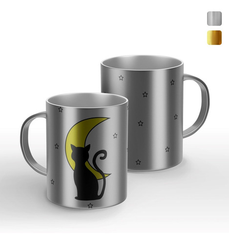 Taza Personalizada Gato En La Luna Modelo Espejo