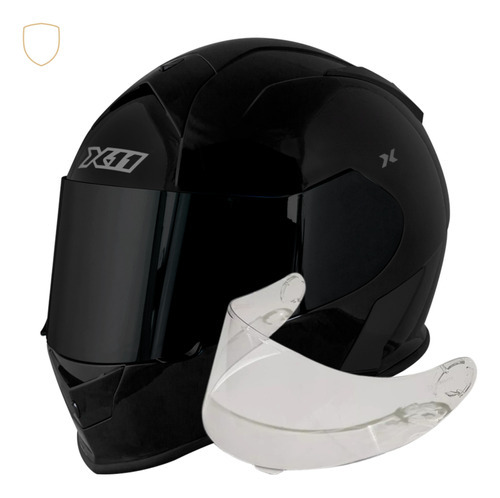 Capacete X11 Revo Pro Fechado Óculos Interno Viseira Fumê Cor Preto Fosco