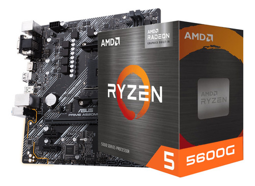 Kit Upgrade Amd Ryzen 5 5600g, Placa Mae A520m-e Prime Asus