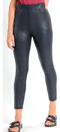 Calza Leggins Caffarena Skinny Con Efecto Cuero 