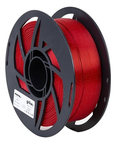 Filamento Pla Astra Glitter 1,75mm Grilon3 1kg Colores Color Rojo Roby