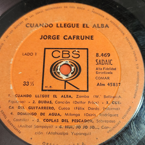 Sin Tapa Disco Jorge Cafrune Cuando Llegue El Alba F0