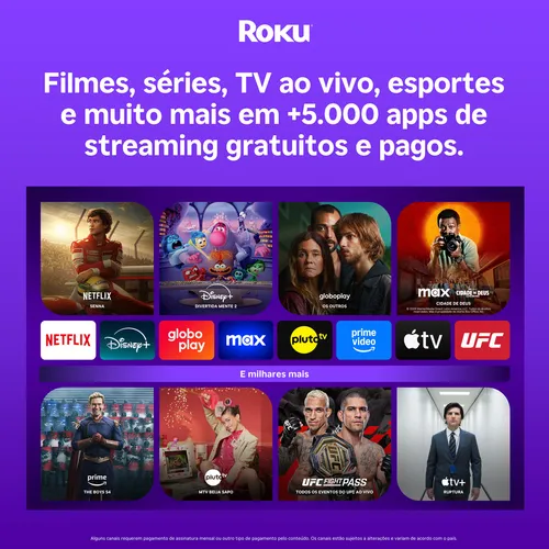 Roku Express 4K | Dispositivo de streaming HD/4K/HDR com controle remoto simples e botões de atalho. Inclui Cabo HDMI® Premium