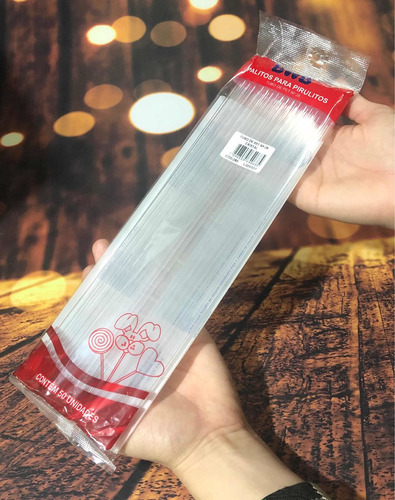 Imagem 4 de 4 de 200 Palitos Para Pirulito Topper De Bolo Cristal 28 Cm Bwb