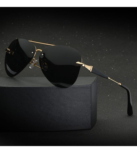 Óculos De Sol Mercedes-benz Alta Qualidade Uv400 Cor Dourado Cor da lente Preto