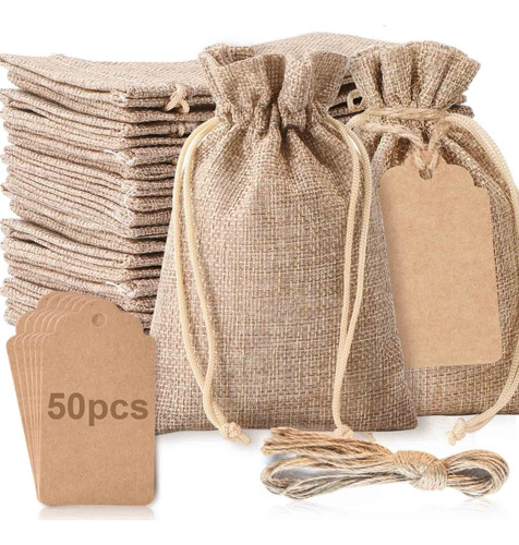 Bolsas De Arpillera Con Cordón, Bolsas De Lino Para Bodas