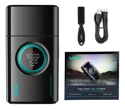Barbeador Elétrico Usb Shaver Vgr V-377 Titanium 9000 Rpm, C Preto