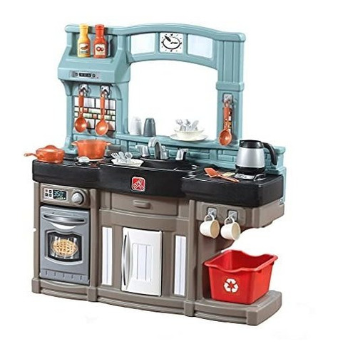 Cocina De Juguete Para Niños Con Utensilios De Plastico Azul
