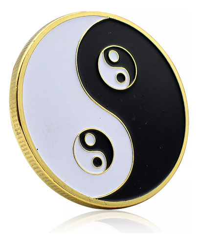 Robmar Moneda Del Yin Y El Yan Pintada Y Bañado En Oro 24k