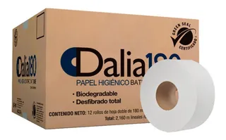 Papel Higiénico Jumbo Dalia® Hd180 Mts Con 12 Rollos