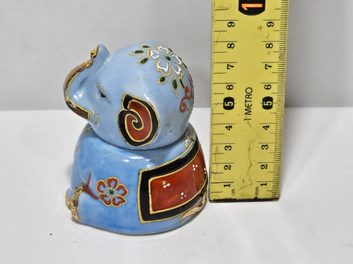Antiguo Tintero De Escritorio Porcelana Elefante Japon (Usado)