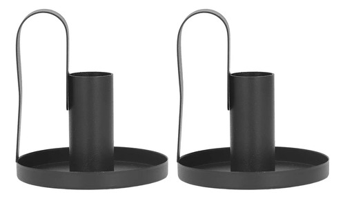 . 2 Porta-velas De Metal Com Alça Curva Estilo Retrô