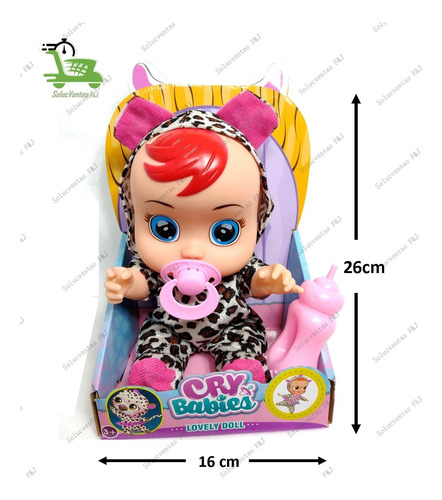Imagen 2 de 3 de Cry Babies Bebe Llorona Lagrimas De Verdad Grande 26cmx15cm