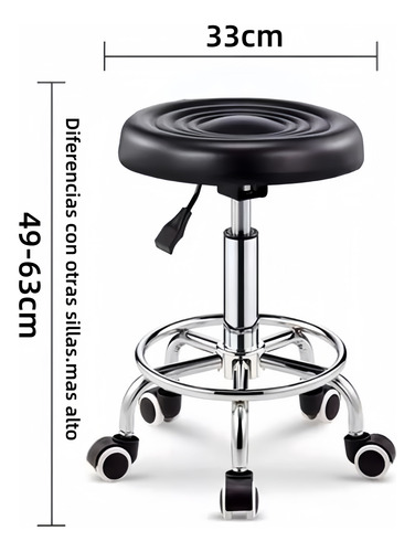 Silla Taburetepisobar Ajustable Giratorio Con Ruedas 49-63cm
