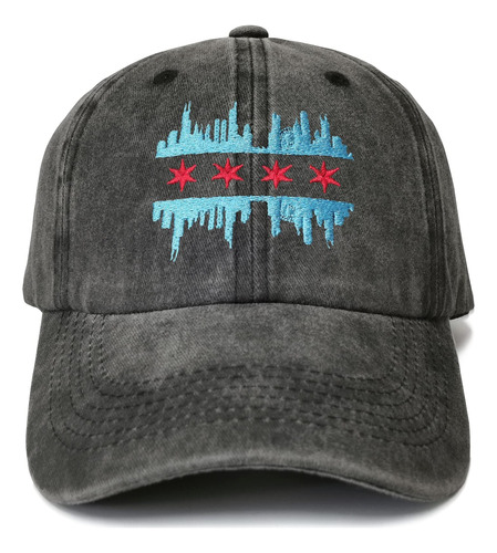 Shenbors Chicago Illinois Skyline Flag Hat Para Hombres Y Mu