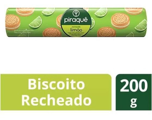 Bolacha Biscoito Piraquê Recheado Sabor Limão 160g- 60un