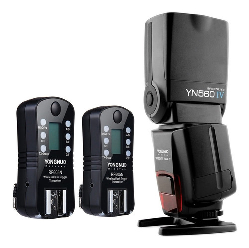 Combo Flash Yongnuo 560iv Con Disparadores Rf605 Para Nikon