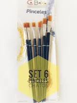 Comprar Set 6 Pinceles Artísticos Chatos P\u002F Óleos Acrílicos Temperas