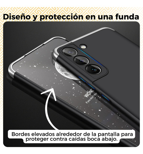 Funda Para Galaxy A50 Con Mica Varios Modelos Antigolpes Azul-negro Gkk 360 Sin Mica