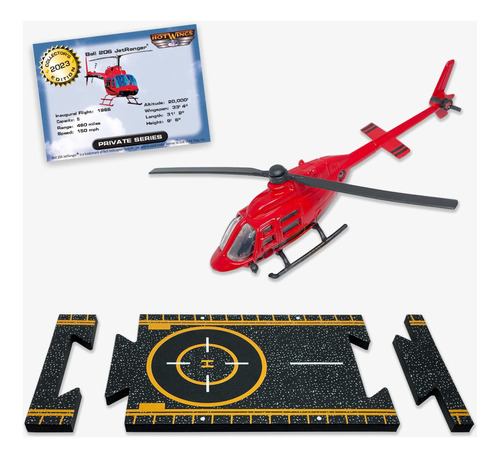 Hot Wings Bell 206 Conectable Pista Jet Ranger Color Rojo