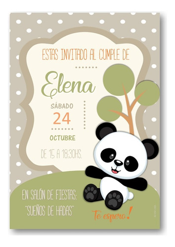 Invitación Digital Personaliz. Osito Panda #1 Imprimible Oso