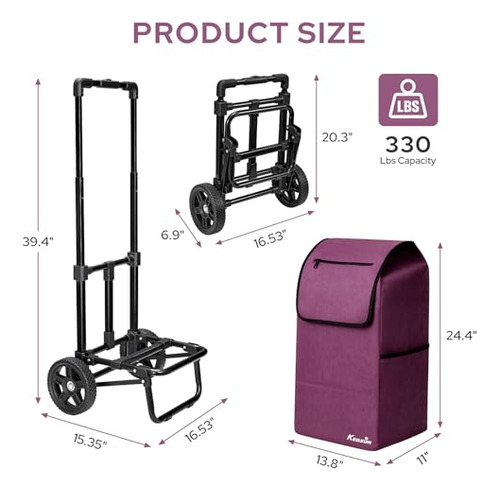 Carrito De Compras Kedsum 2 En 1 Para Comestibles, Carrito D