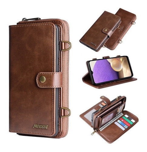 Funda Para Samsung Con 2 Billetera Carcasa Cuero Tipo Bolso