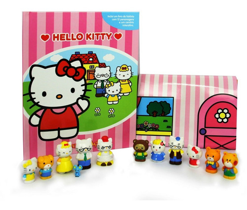 Livro Da Hello Kitty - Com Cenário + 12 Miniaturas