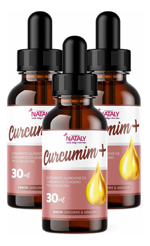 Kit Com 3 Curcumim+ Cúrcuma E Colágeno Tipo Ii Em Gotas 30ml