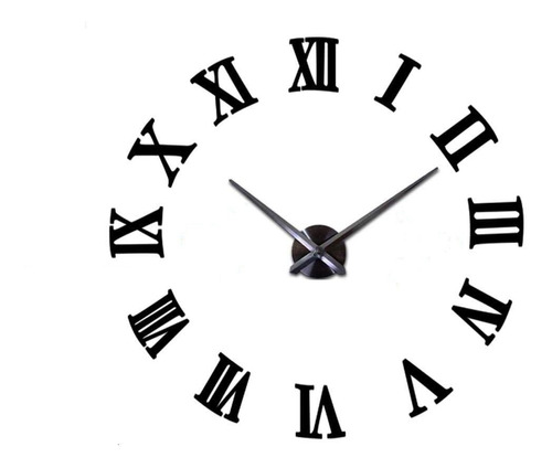 Reloj Gigante De Pared Decorativo 3d Número Romano, Negro