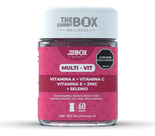 The Gummy Box Multi-vit Vitaminas C, A, D3, E, B12  210grs