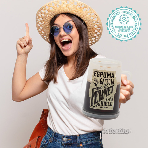 6 Vaso Chopp Gel Refrigerante Cerveza Fernet Siempre Frío