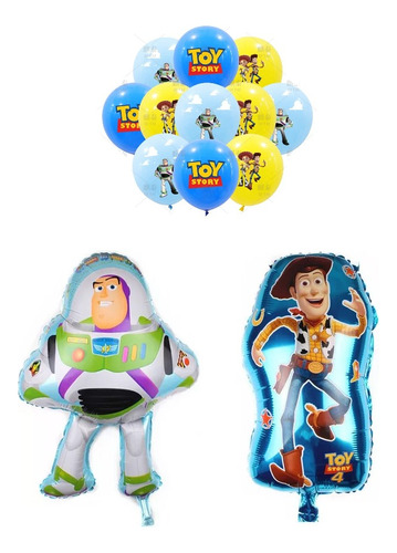 Set 14 Globos De Buzz Light Year Woody Toy Story Metalizados