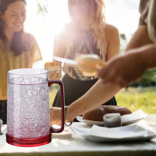 Vaso De Cerveza Helado Doble Pared Gel Frosty Transparente Color