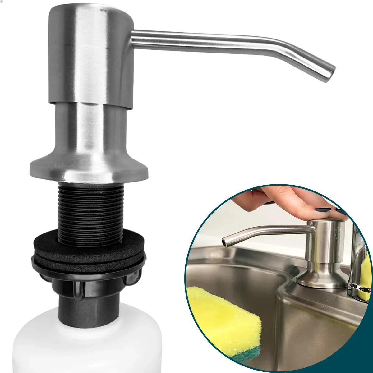 Porta Detergente Embutir Aço Inox 304 Dona D.cor Espuma Líquida 350ml