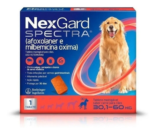 Imagem 1 de 5 de Nex Gard Spectra Para Cães De 30,1 A 60kg - 1 Tablete