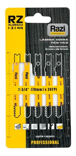 Kit De Lâminas Para Tico Tico 5 Peças Hss Razi - 13144