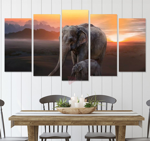 Políptico Elefantes Cel41 Canvas Grueso 150x80