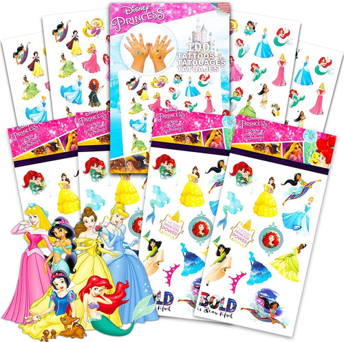 Pegatinas Y Tatuajes De Princesas De Disney, Paquete De 8  2