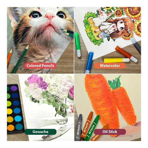 Kit Dibujo Maleta Colores Lapices Estuche Profesional 145 Piezas
