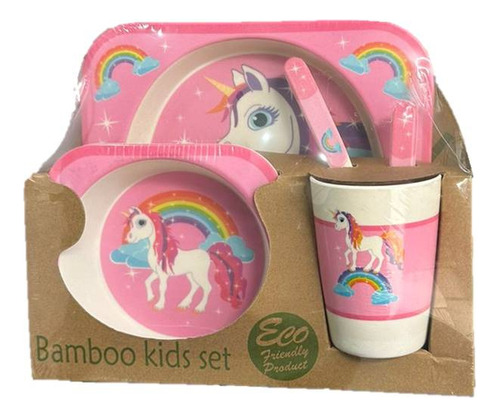 Set Platos Y Cubiertos De Bambu Bebes Niños