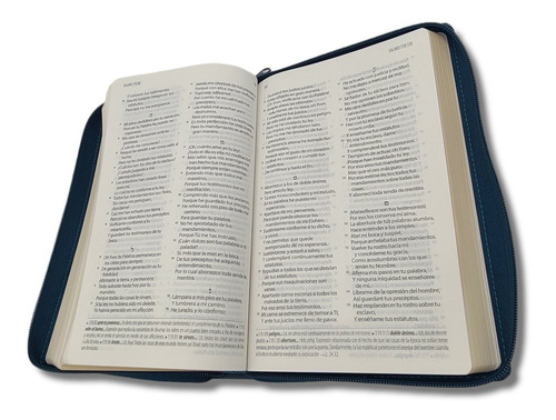 Imagen 4 de 6 de Biblia Textual Iv Edición Imit. Piel Azul Con Cierre