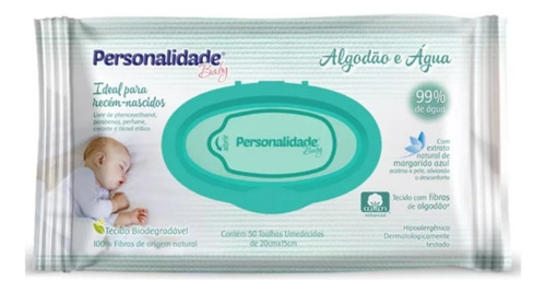 Lenços Umedecidos Personalidade Baby Algodão E Água C/ 50 Un