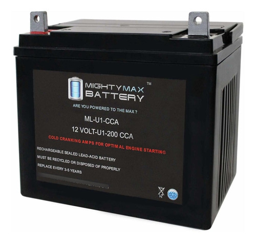 Mighty Max Battery Ml-u1-cca 12v U1 200cca Batería Con Termi