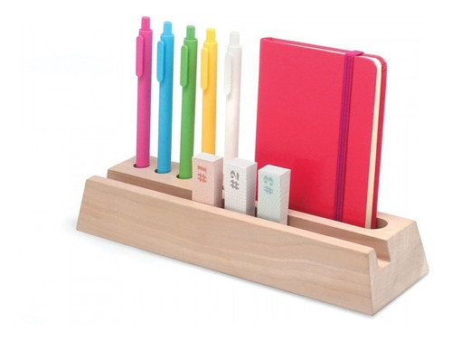 Imagen 2 de 7 de Soporte Organizador De Escritorio Woodesk Madera Home Office