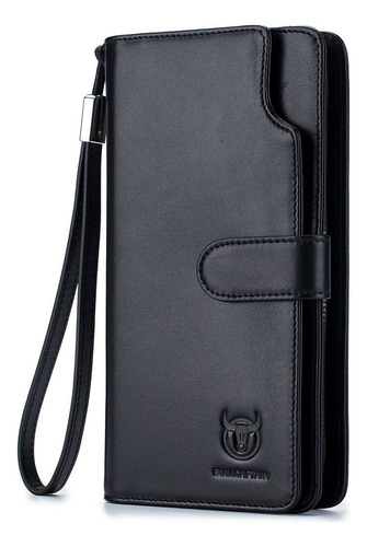 Bullcaptain Cartera Caballero Piel Genuina Para Celular