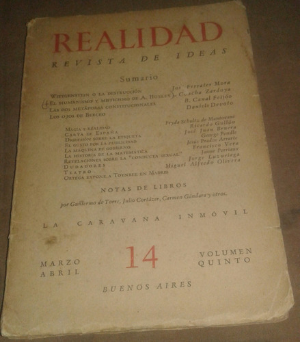 Revista Realidad N° 14  Cortázar Sobre Marechal 1949