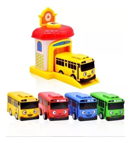 4 Unidades/conjunto Toy The Little Bus Baby Garage Stunquedo