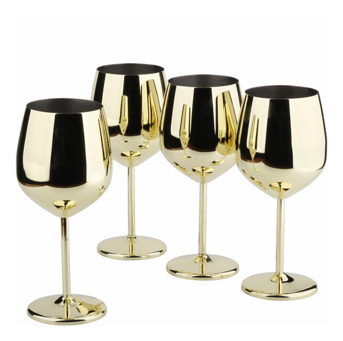 Juego De 4 Copas De Vino De Acero Inoxidable, 3.6 Pulgadas